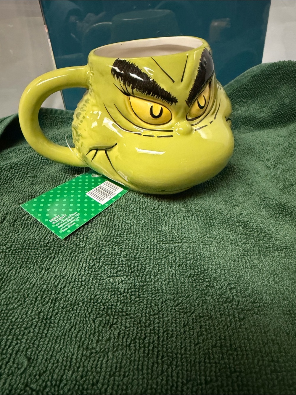 Grinch Face Ceramic Holiday Mug - Green